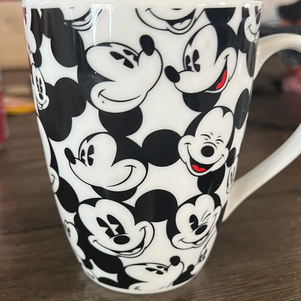 Disney Mickey Mouse Black and White Mug with Red Accent